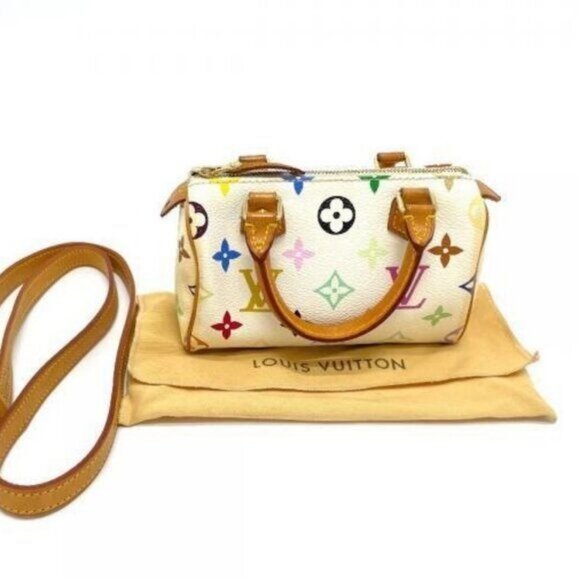 Authentic Louis Vuitton Mini Nano Speedy Monogram Multicolor Sac Bag HL White - Picture 1 of 14